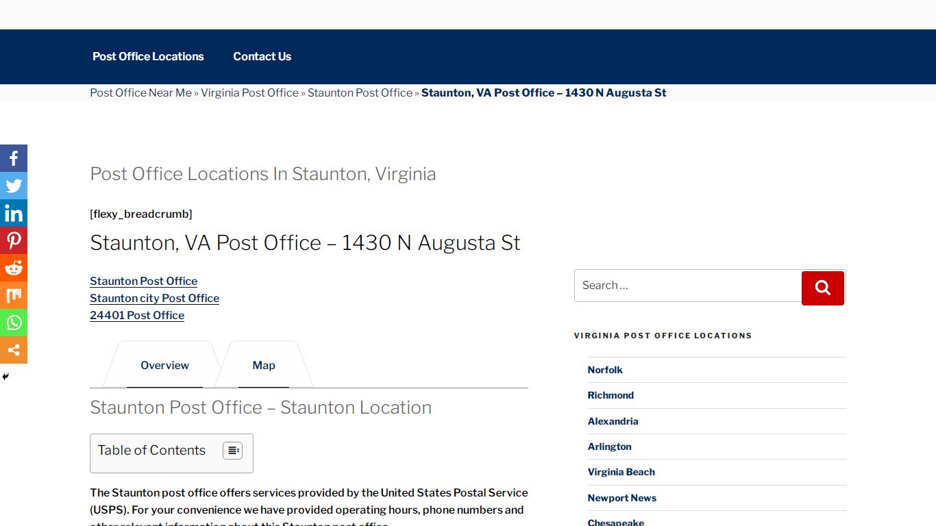 Staunton, VA Post Office - 1430 N Augusta St